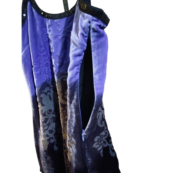 Free People Velvet Purple Ombre Forbidden Ivy FleurDeLis T-Strap Dress Size 4 - Picture 5 of 15